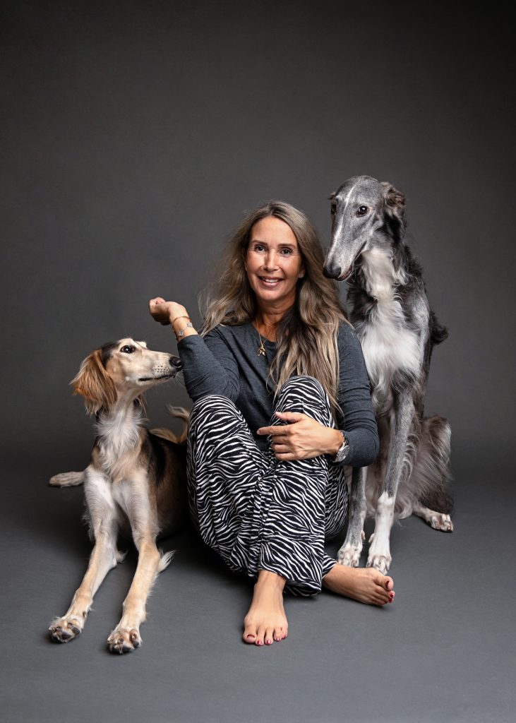 women with 2 dogs